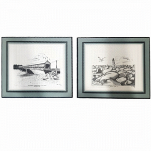 Framed Black and White Art Prints Set